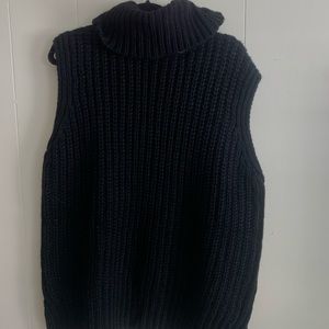 black oversized sweater vest
